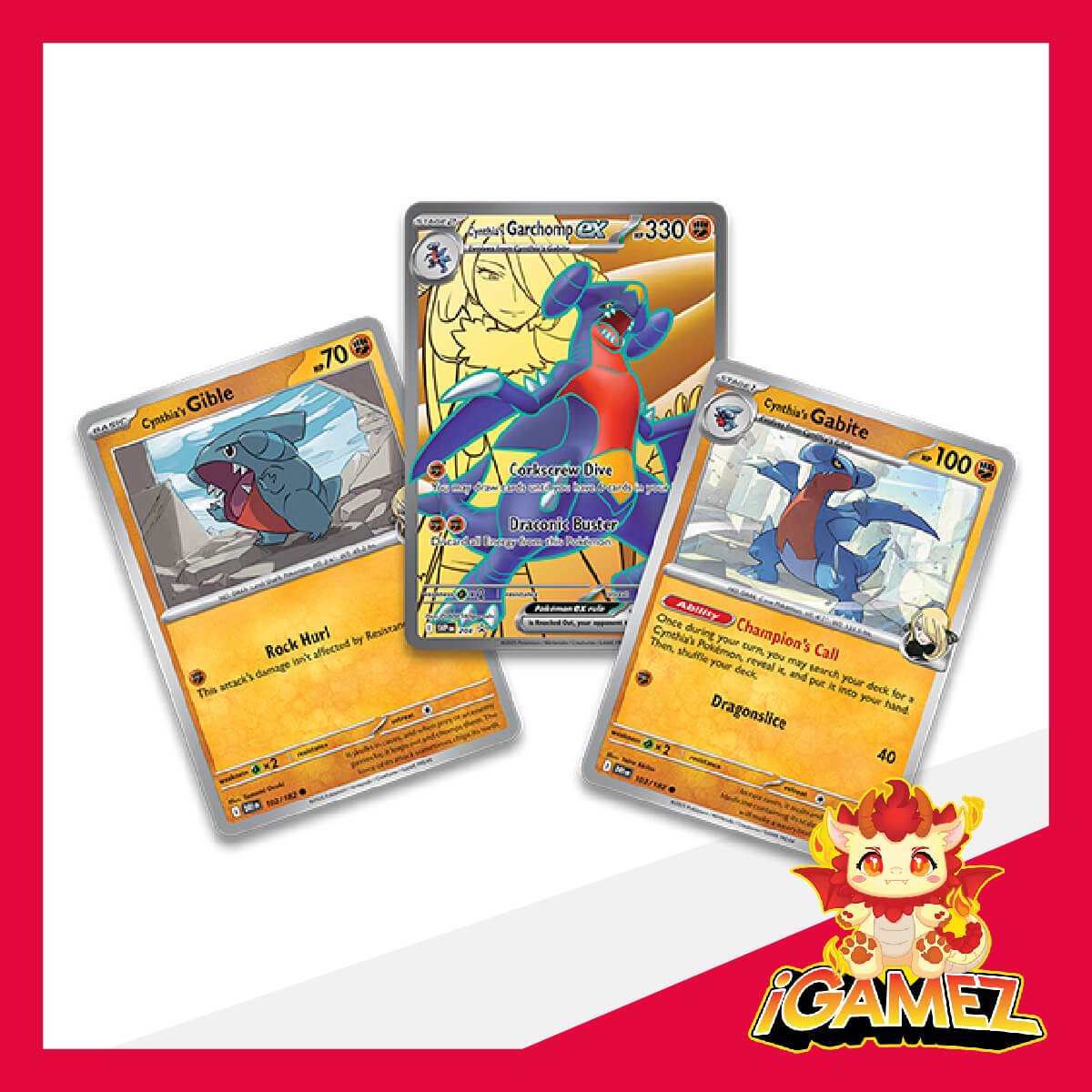 Get your Cynthia’s Garchomp ex Premium Collection now at iGamez