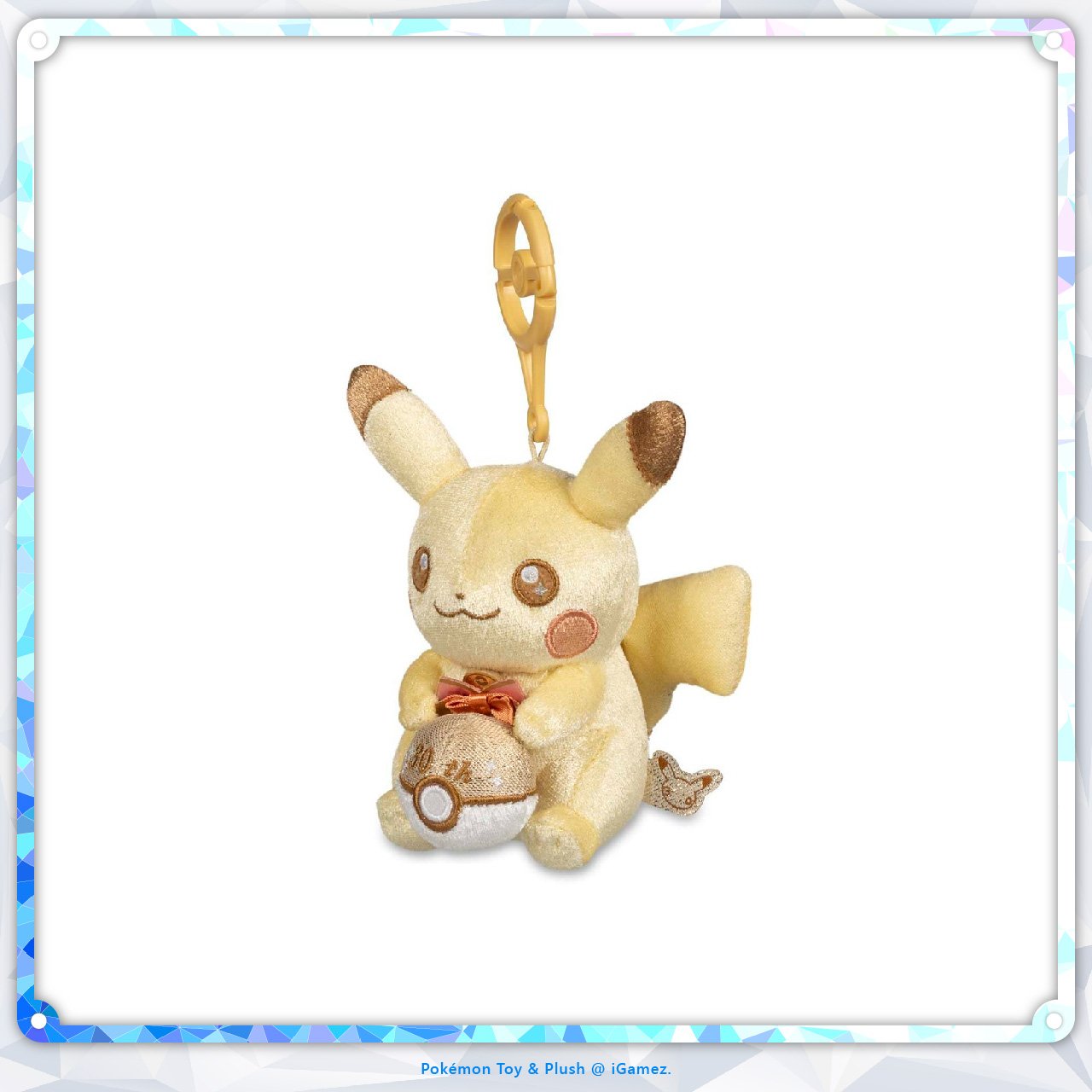 Celebrate 30 years of Pokémon with the Pikachu 30th Celebration Gold Plush Key Chain. Featuring a special gold anniversary design, this collectible plush is a must-have for Pokémon fans and collectors.