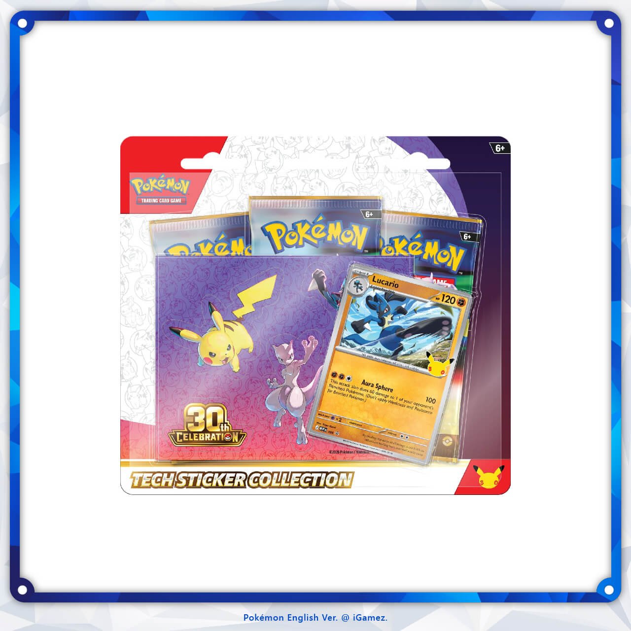 Pokémon TCG 30th Celebration Tech Sticker Collection - Lucario at iGamez in Kulim, Malaysia. Shop authentic booster boxes, sleeve packs, and checklane blisters with fast nationwide shipping across Malaysia.